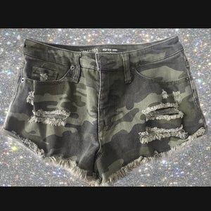 Camp distressed shorts